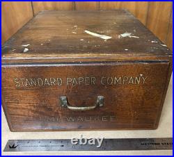 OBO Rare VTG Standard Paper Company Milwaukee WI Oak Wood Drawer