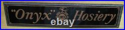 ONYX Hosiery Old Store Display Advertising Sign Hose Shoe Chart Wood & Copper