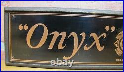 ONYX Hosiery Old Store Display Advertising Sign Hose Shoe Chart Wood & Copper