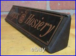 ONYX Hosiery Old Store Display Advertising Sign Hose Shoe Chart Wood & Copper