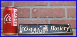 ONYX Hosiery Old Store Display Advertising Sign Hose Shoe Chart Wood & Copper