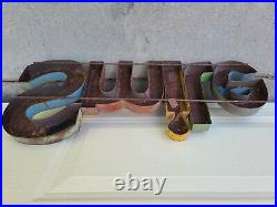 ORIGINAL Vtg 1970s SMILE Rust Metal Store Display Barn Sign Spell Out Word #2