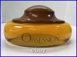 Obsession Calvin Klein Large Glass Perfume Bottle Store Display 11 Wide Vintage