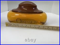 Obsession Calvin Klein Large Glass Perfume Bottle Store Display 11 Wide Vintage