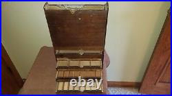 Old General Store Wood + Glass Counter Top Display 4 Drawers Vintage Antique