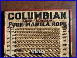 Old Vintage Columbian Pure Manila Rope 3D Actual Sizes Store Display Sign Rare