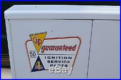 Old Vintage Metal Advertising Parts Cabinet Sign Ignition Service Tune Up Garage