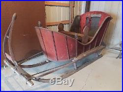 Old Vintage Red Russian Horse Drawn Sleigh Christmas Display Store Window Farm