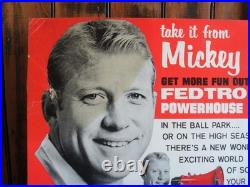 Orig. /Rare! 1966 MICKEY MANTLE Fedtro Megaphones Vintage Store Display Sign