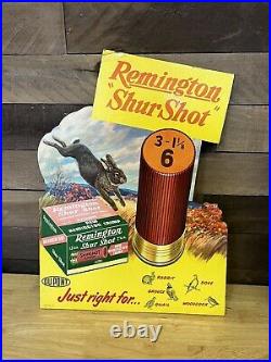 Original Remington ShurShot Shotgun Shells Advertising Sign Vtg Store Display