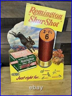 Original Remington ShurShot Shotgun Shells Advertising Sign Vtg Store Display