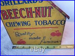 Original Vintage BEECH NUT Chewing Tobacco General Store Display Tin Bin