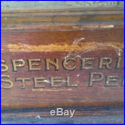 Original Vintage Oak Spencerian Steel Pens Country Store Display Cabinet Wood