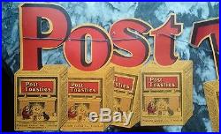 POST TOASTIES CEREAL ADVERTISING SIGN CARDBOARD 20s-30s VINTAGE STORE DISPLAY