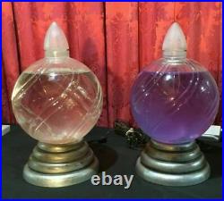 Pair Of Vintage Art Deco Country Store Apothecary Show Globes Display Jars