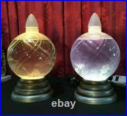 Pair Of Vintage Art Deco Country Store Apothecary Show Globes Display Jars