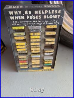 Pair Of Vintage Buss Fuse Glass Tube Display Rack With 77 Fuses