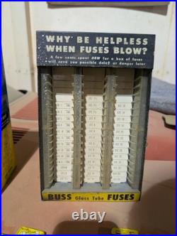 Pair Of Vintage Buss Fuse Glass Tube Display Rack With 77 Fuses