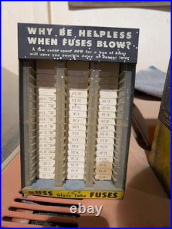 Pair Of Vintage Buss Fuse Glass Tube Display Rack With 77 Fuses