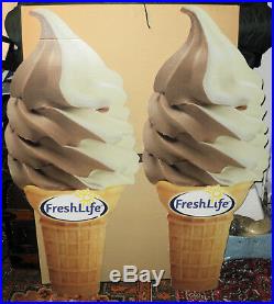 Pair of Vintage Ice Cream Cone Signs Store Display or Props