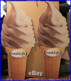 Pair of Vintage Ice Cream Cone Signs Store Display or Props