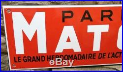 Plaque Emaillée vintage PARIS MATCH Magazine Press Weekly