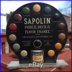 RARE 1910s Sapolin Paint Can Store Counter Display Gas Oil Auto Antique Sign Vtg