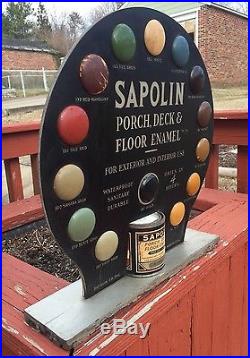 RARE 1910s Sapolin Paint Can Store Counter Display Gas Oil Auto Antique Sign Vtg