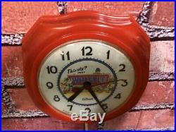 RARE 1950s VTG RED WHISTLE SODA STORE DISPLAY ADVERTISING DINER WALL CLOCK SIGN