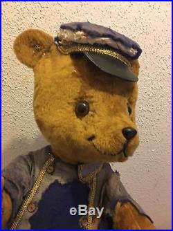 RARE Animated Vintage Mechanical Hamberger Store Display Conductor Bear