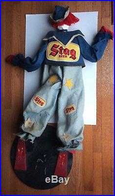 RARE Unusual Vintage Stag Beer Patch Clown Figure Ad Store Display 1950's