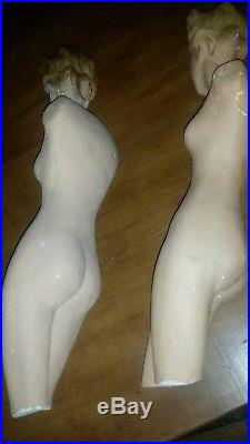 RARE VINTAGE ART DECO STORE DISPLAY LADY CHALK MANNEQUIN HEAD & BODY Lot of 2