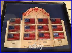 RARE VinTaGE 1940's REFLECT-O-FLAG Counter DISPLAY Gas Oil LICENSE PLATE TOPPERS