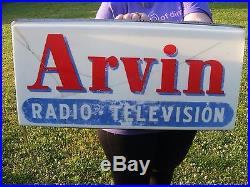 RARE Vintage ARVIN Radio & Television Lighted Store Display Sign Light 24 x 11