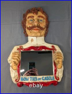 RARE Vintage Original Advertising Sign Bow Ties By Castle Store Mirror