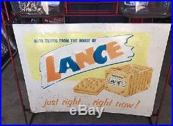 RARE. Vintage Original Lance 6 Jar Snacks Rack Country Store Display Rack & Sign