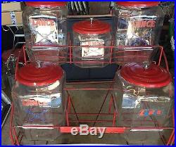 RARE. Vintage Original Lance 6 Jar Snacks Rack Country Store Display Rack & Sign