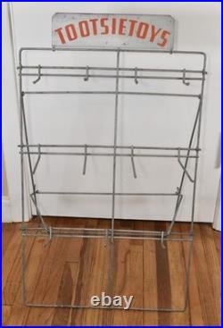 RARE Vintage Original TOOTSIETOY Toy Store Metal Advertising Display Stand Sign