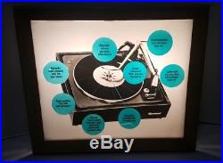 RARE Vtg 1960s Garrard Record Player Vinyl Turntable Store Display Light Up Sign
