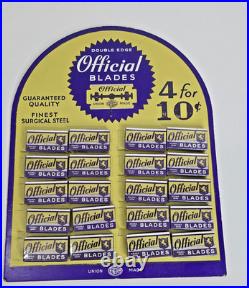 RARE Vtg Official Razor Blade Store Counter Display FULL Twenty Packs of Four
