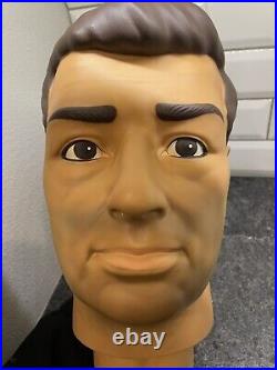 RARE early VINTAGE Male Mannequin Man Head Hat display military