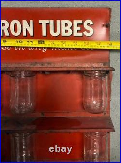 RCA Electron Tubes Display Sign Parts Rack wi 12 Glass Jars Television Vtg