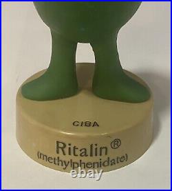 RITALIN Two Face Men Figure CIBA 1970s Vintage Pharmaceutical Advertising Green