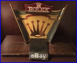 Rare 1940s Vintage Rolex Shop Window Display Stand Store Dealer Sign Advertising