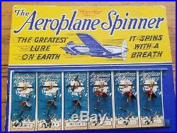 Rare Aeroplane Spinner Fishing Lure Store Display Sign Vintage Original 1930s