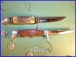 Rare Olsen Knife Co. Vintage Store Display Stag Handles Fixed Blade OK Folding