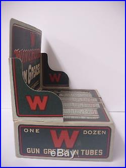 Rare Store Display one dozen winchester Gun Grease in Tubes cardboard Display Ex