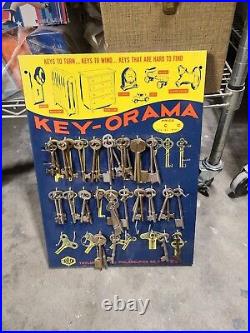 Rare Vintage 1940s Metal TAYLOR LOCK CO Display withBlank Keys Great Condition
