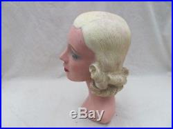 Rare Vintage Art Deco Store Display Lady Chalk Mannequin Head