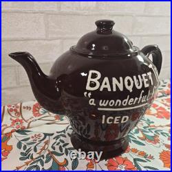 Rare Vintage Banquet Tea Oversized Store Display Brown Glazed Teapot